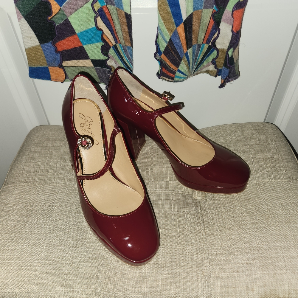 Badgley Mischka Deep Red Mary Jane Heels